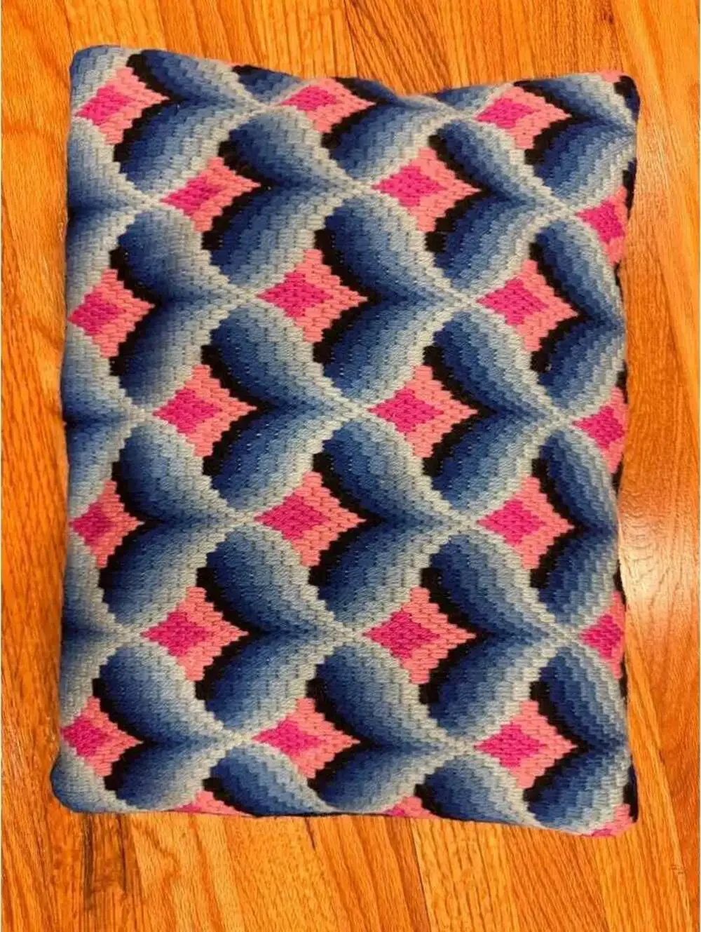 Vintage MCM bargello Geometric Needlepoint Pillow